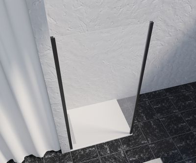 Paroi de douche latérale fixe 100x200 cm profilé noir verre transparent 8 mm Signature - OCEA