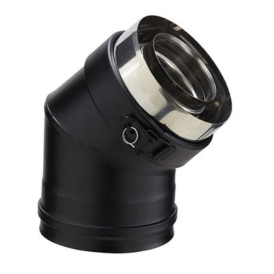Coude 45 degrés diamètre 80/130 mm avec collier de jonction noir PGI  POUJOULAT