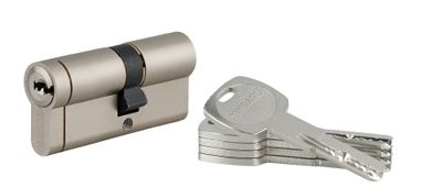 Cylindre de serrure double entrée débrayable 30 x 40 mm Transit 1 haute sécurité nickelé 5 clés longues THIRARD