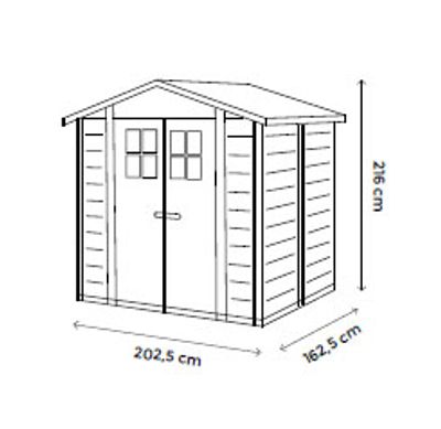 Abri de jardin en résine avec toit bi-pente et plancher en dalle composite 3,13 m², Livraison à domicile incluse - HABRITA