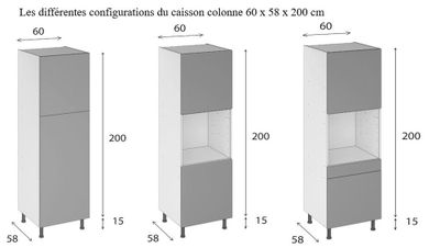 Colonne cuisine blanche L 60 x H 200 x P 56 cm OFITRES