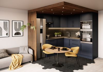 Porte pour meuble de cuisine Lotus bleu marine mat 56 x 60 cm OFITRES