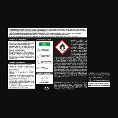 Peinture bois noir RAL 9005 satin 0,5 L - JULIEN