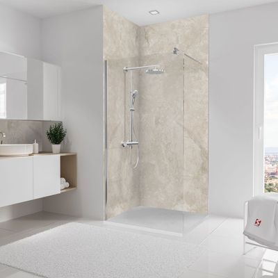 Panneaux muraux de douche 100+100x255 cm marbre greige DécoDesign Softtouch - SCHULTE