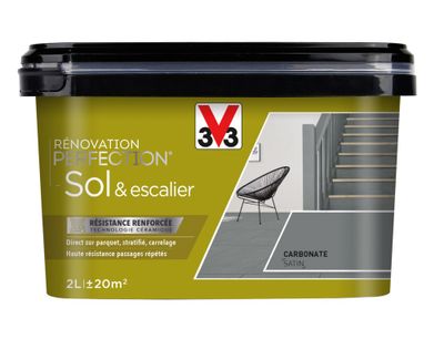 Peinture de rénovation sol et escalier finition satinée carbonate 2 L - V33