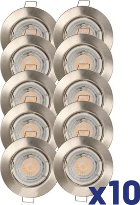 Spots LED encastrables GU10 lumière blanc chaud Acier par 10 - Quartz ARLUX