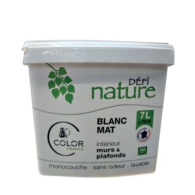 Peinture naturelle monocouche blanc mat 7 L - DEFI NATURE