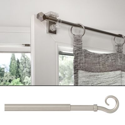 Tringle de vitrage extensible en métal de 0.6 à 1 m diam 10 mm Finition Nickel mat - MOBOIS