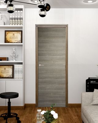 Bloc-porte fin de chantier postformé H.204 x 73 cm décor mélaminé ORME poussant droit - SMIS