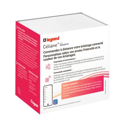 Commande connectée sans fil pour ampoule multicolore + plaque Titane - Céliane with Netatmo LEGRAND