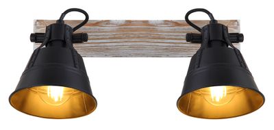 Règle intérieure GÜNTHER noir 2 spots culots E27 60 w 230 V Métal et bois - GLOBO