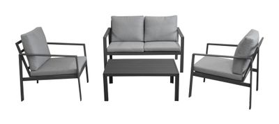 Salon de jardin MARLO aluminium graphite/gris 4 places, Livraison à domicile incluse - PROLOISIRS