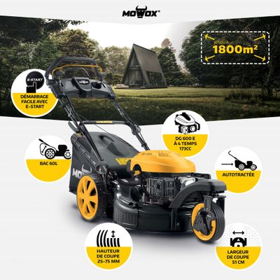 Tondeuse à gazon thermique tractée 3 roues 51 cm démarrage électrique PM 5160 SE Trike - MOWOX