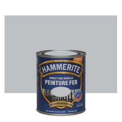 Peinture fer extérieur direct sur rouille finition lisse argent 0,75 L - HAMMERITE