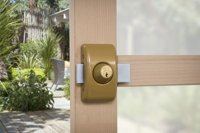 Verrou de porte d'entrée universel à cylindre double entrée 45 mm doré 3 clés THIRARD
