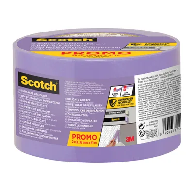 Ruban de masquage spécial surfaces délicates 41 m x 36 mm par 2 SCOTCH