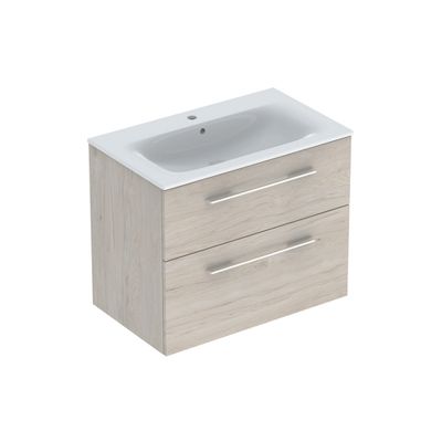 Meuble de salle de bains Selva 2 tiroirs L55 x H65 x P50 cm panneau de particules chêne - GEBERIT