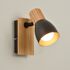 Spot mural E14 7W Noir et bois - Matteo COREP