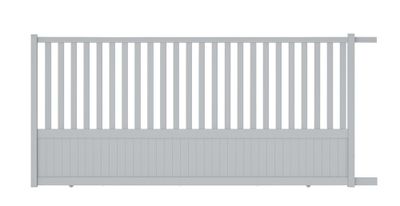 Portail coulissant aluminium CHAMBERY l.3,50 x H.1,55 m motorisé gris clair JARDIMAT