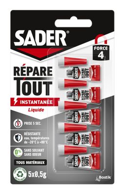 Colle de réparation Répare TOUT tube 0,5 g par 5 - SADER