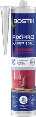 Mastic colle de fixation FIXPRO MSP120 spéciale crédence transparent cartouche 290 ml - BOSTIK