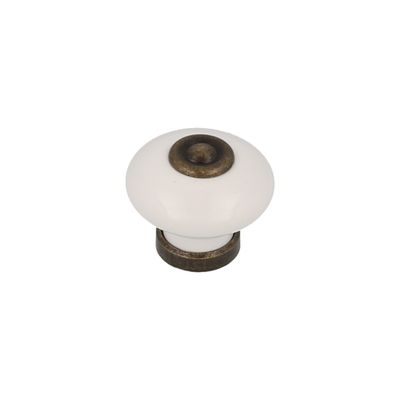 Bouton de meuble rond porcelaine blanc diamètre 31 mm REI