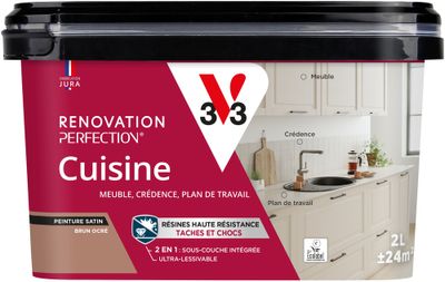 Peinture de rénovation pour cuisine brun ocré finiton satinée 2L- V33