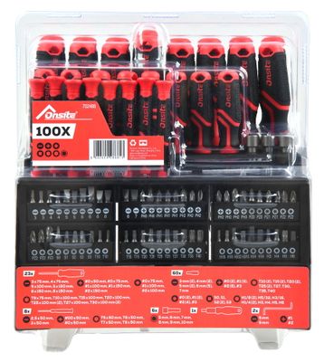 Tournevis en set avec accessoires 100 pièces - ONSITE