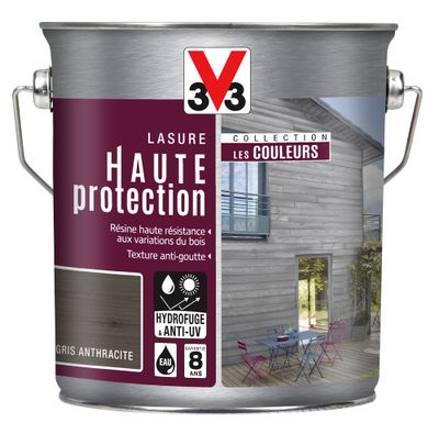 lasure bois haute protection interieure exterieure couleur gris anthracite 2 5 l v33 1114715 exterieur jardin l entrepot du bricolage