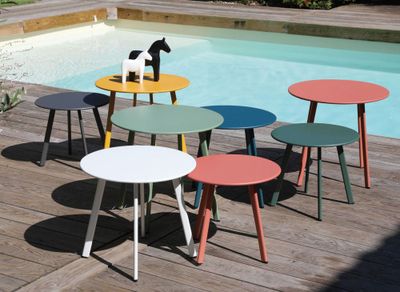 Table basse de jardin MASSAI acier anthracite ø 45 cm - PROLOISIRS