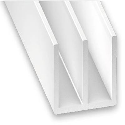 PROFILE DOUBLE U PVC BLANC 12X13X12X1MM INT.5MM 2M CQFD