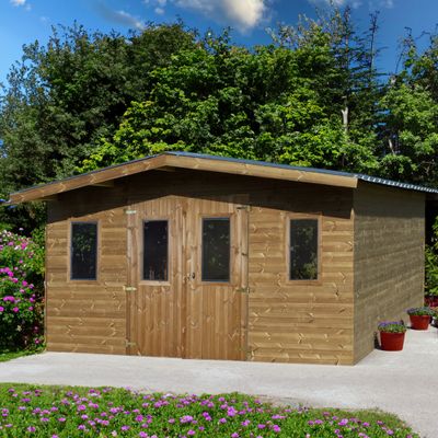 Abri de jardin bois massif madriers naturel 19.69 m² - HABRITA