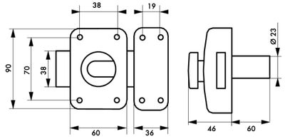 Verrou de porte Apache à bouton et cylindre 60 mm 3 clés blanc THIRARD