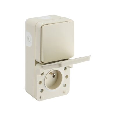 Va et Vient + Prise 2 pôles+terre étanche IP55 Cyklone verticale sable - DEBFLEX