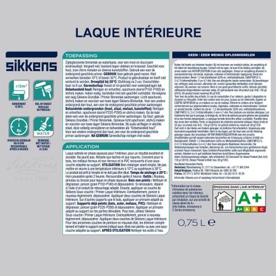 Peinture Laque intérieure blanc sable satin 0,75 L - SIKKENS