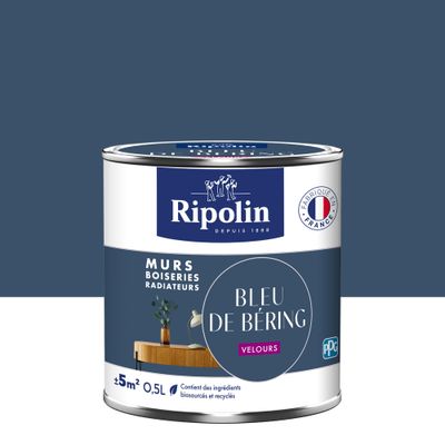 Peinture murs, boiseries et radiateurs bleu de bering velours 0,5 L - RIPOLIN