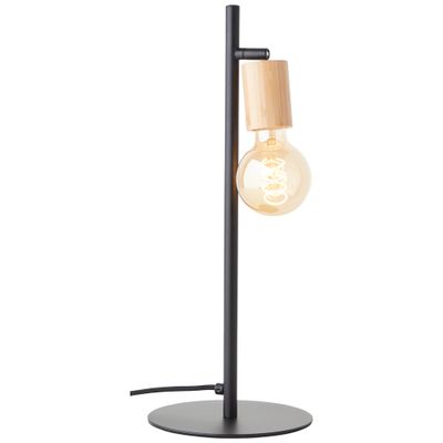Lampe à poser E27 Tiffany noir et bois 28W - BRILLIANT