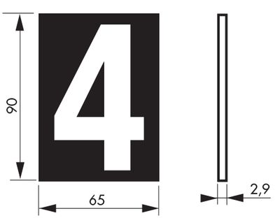 Plaque chiffre 4 adhésive 65 x 90 mm fond bleu THIRARD