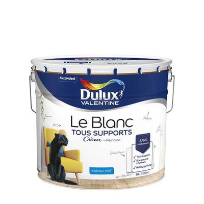 Peinture acrylique Tous Supports blanc mat 10 L - DULUX VALENTINE