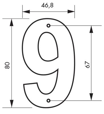 Chiffre 9 à visser hauteur 80 mm noir THIRARD