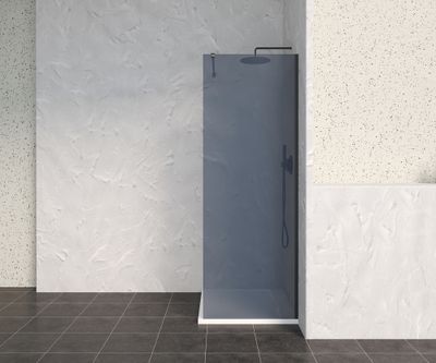 Paroi de douche à l'italienne 70x200 cm profilé noir verre fumé 8 mm Signature - OCEA