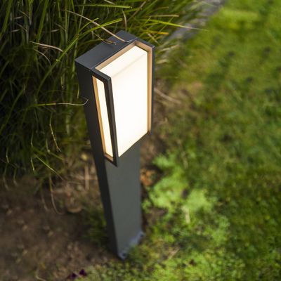 Borne extérieur LED 75cm Qubo gris IP54 1100 lumens blanc chaud - COREP
