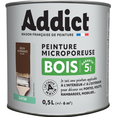 Peinture Bois Satin 0,5 L brun Ral 8011 - ADDICT