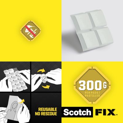 Pastilles adhésives double face repositionnables blanc 11 mm x 15 mm par 36 - SCOTCH