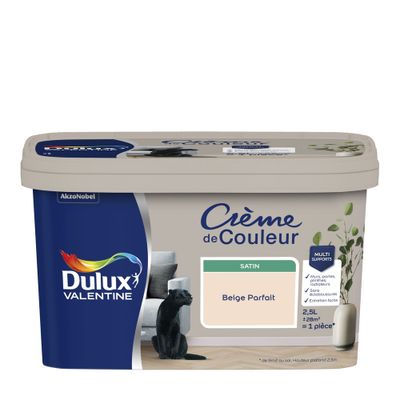 Peinture Crème de Couleur Beige Parfait satin 2,5 L - DULUX VALENTINE