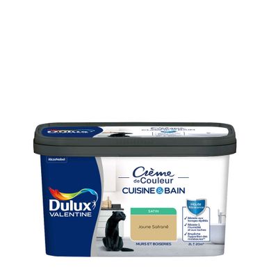 Peinture Crème de Couleur Cuisine et Bain Satin Jaune Safrane 2 L - DULUX VALENTINE