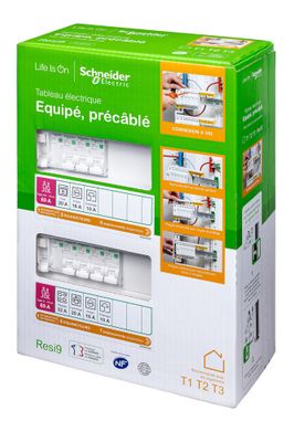 Tableau électrique pré-équipé Resi9 XP 2 rangées pour logement T1 à T3 - SCHNEIDER ELECTRIC