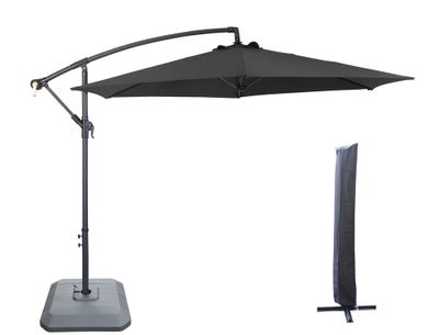 Parasol déporté Uggy diamètre 3 m gris avec pieds à lester PROLOISIRS
