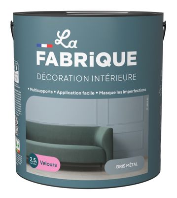Peinture multi-support velours gris métal 2,5 L - LA FABRIQUE