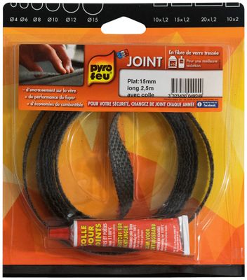 Joint plat fibre verre 15 mm L 2,5 m PYROFEU